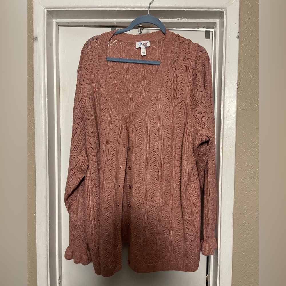 Pink Relaxed Fit Cardigan Sweater